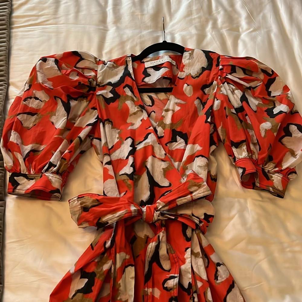 Hunter Bell Hampton Dress Orange Poppy Floral Size XS $415 - Picture 3 of 5